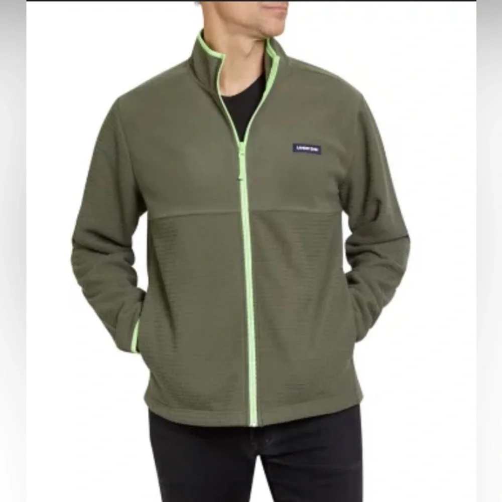 NEW Lands' End Men's Grid Fleece Zip-Up Jacket